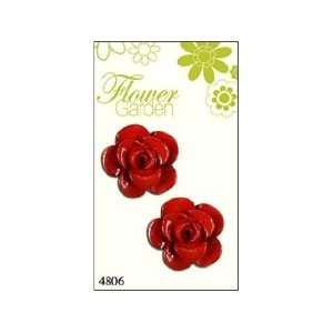  Blumenthal Button Flower Garden Rose Shiny Red 2pc (3 Pack 