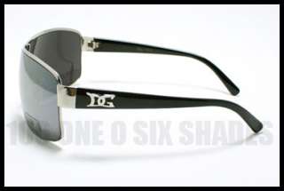 DG DESIGNER Shield Sunglasses Mens Fashion SILVER w/ Mirror Lens