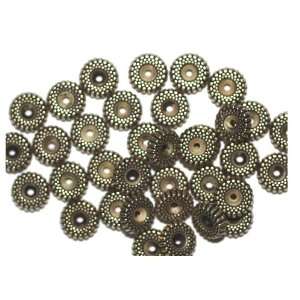 10mm Ripple Antiqued Goldtone Metalized Metallic Beads 