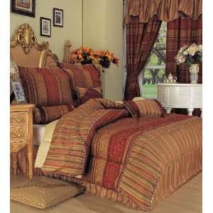  7Pc King Brant Patchwork Bedding Comforter Set Burgundy 