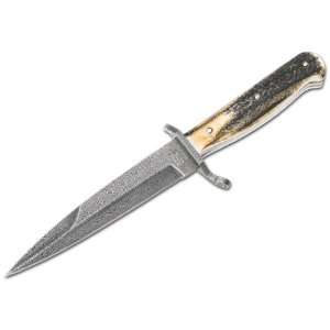 Trench Knife, Stag Handle, Damascus Blade  Sports 