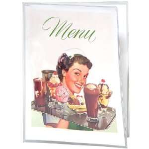  Diner Restaurant Menu Cover with Waitress Graphic