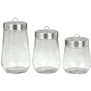  Metal/Glass Storage Jar (Set of 3)   Factory Direct 