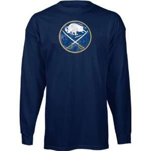 Buffalo Sabres Old Time Navy Throwback Distressed Long Sleeve T Shirt 