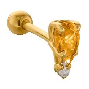   Teardrop w/ Diamond Accent 14K Yellow Gold Cartilage Stud Earring