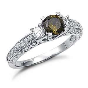  Sterling Silver Three Stone CZ Engagement Ring, 6 Jewelry