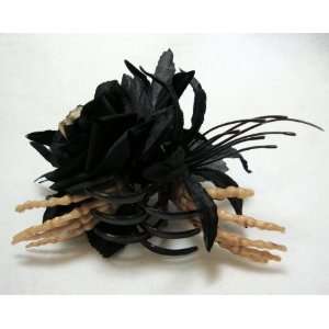 Creepy Halloween Skull Black Hair Flower Clip Claw
