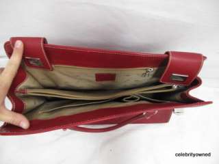 Rafe Red Textured Leather Silver Turn Lock Extra Large Tote  