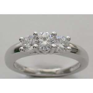    Platinium Estate Three Stone Diamond Engagement Ring Jewelry