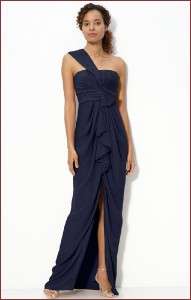 AUTH NEW BCBG MAX AZRIA BARBARA ONE SHOULDER Ruffle Front Satin GOWN 