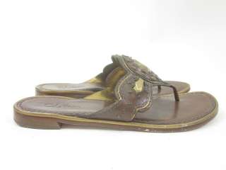 COLE HAAN Brown Leather Embellished Thong Sandals 6.5  