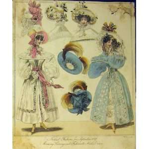  1829 Womens Fashion Morning Carriage Head Dresses