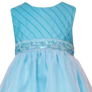 New Girls Aqua Sequins Organza Birthday Dress sz 6 $55  