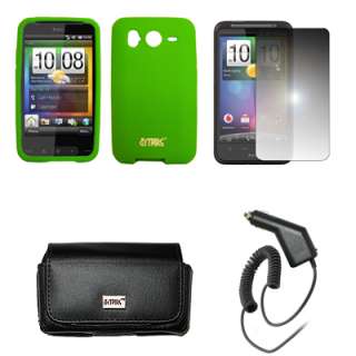 for HTC Inspire 4G Case Skin Green+Pouch+Mirror+Charger 738435504076 