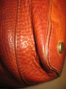  Vintage Dark Sienna Pebbled Leather Hobo Satchel Bucket 