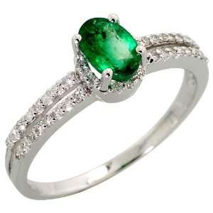 Stone Ring, w/ 0.67 Total Carat Weight of 6x4mm Oval Cut Emerald Stone 