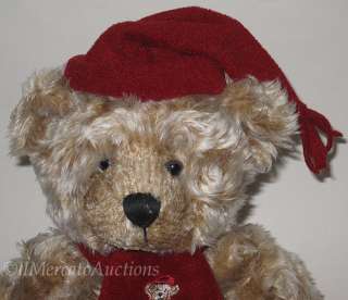 HARRODS Knightsbridge Plush Tan XMAS Holiday Teddy Bear Doll Red Hat 
