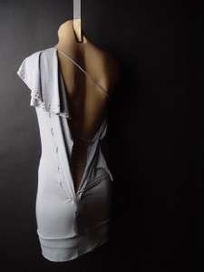 GRAY Studded One Shoulder CORSET Mini Dress Tunic M  