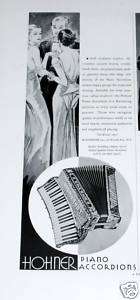 1934 OLD MAGAZINE PRINT AD, HOHNER PIANO ACCORDION, WORLD BEST  