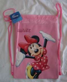 Minnie Mouse Drawstring Backpack Sling Tote Bag Pink )  