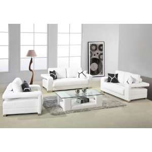  Vig Furniture 2926   White Bonded Leather Sofa Set