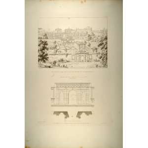 1860 Engraving Villa Farnesina Gardens Paul Letarouilly 