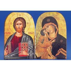 Pantocrator/Vladimir Icon (136 60 1203) Printed 3 3/4 x 2 3/4 Diptych 