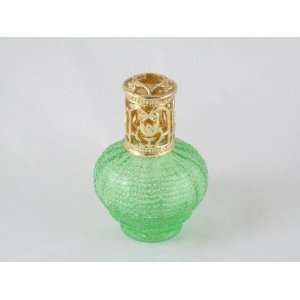  4 Inch Green Textured Glass Catalytic Aroma Lamp with Gold 