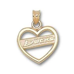 Anaheim Ducks New Logo Heart Pendant   14KT Gold Jewelry  