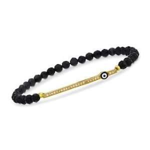   Onyx and .20 ct. t.w. CZ Bracelet In Vermeil. Adjustable Size Jewelry