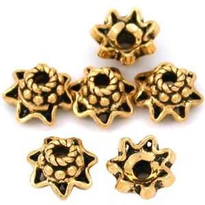  6 Gold Vermeil Flower Filigree Bead Caps Beading 7mm