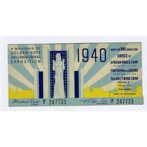  Golden Gate International Exposition Ticket 1940 Treasure 