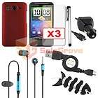 9in1 Set Red Case LCD Charger Stylus for HTC Inspire 4G Desire HD AT&T