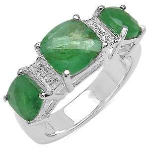  3.50 Carat Genuine Emerald Sterling Silver Ring Jewelry