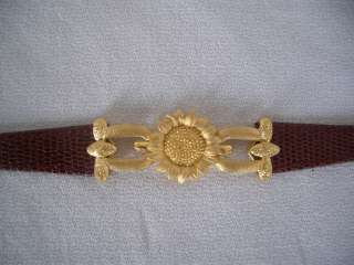 Gilt Metal Sunflower Bracelet,Red Lizard Watch Strap  