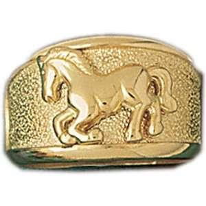  14kt Yellow Gold Horse Dome Ring Jewelry