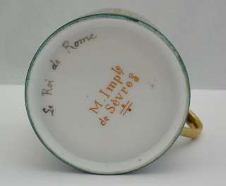 RARE Le Roi de Rome Napoleon SEVRES Coffee Can Cup Saucer, ca 1800s 