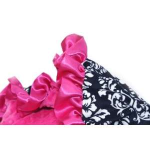  Minky Baby Blanket Damask with Pink Minky and Pink Satin 