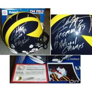  Charles Woodson Signed Michigan Riddell ProLine Helmet w 