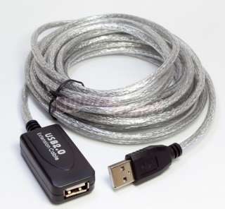 15FT USB 2.0 AA EXTENSTION CABLE W/ BOOSTER EXTENDER 5M  