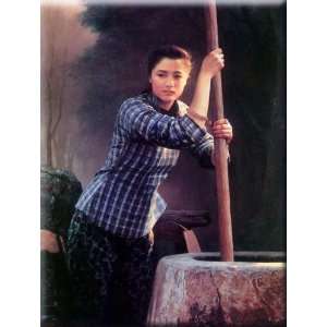 Woman at well 12x16 Streched Canvas Art by Shen, Han Wu 