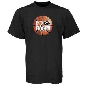  Georgia Bulldogs Black I Love Hoops T shirt Sports 