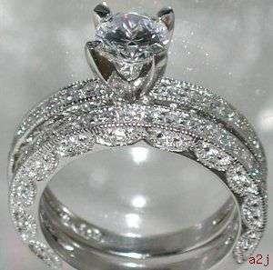 Vintage Style Wedding Engagement Ring Set SZ 5 6 7 8 9  