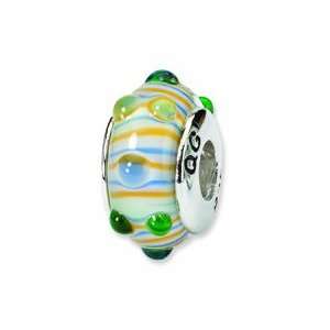  Sterling Silver Reflections Blue/ Green/Yellow Stripes 