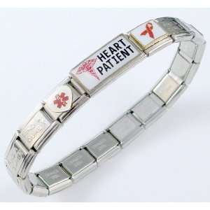    Heart Patient Medical ID Alert Italian Charm Bracelet Jewelry