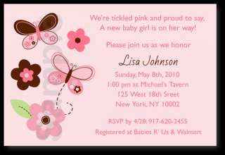 Butterfly Flowers Baby Shower Invitation Print Your Own  