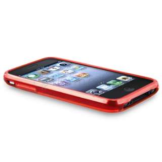   Silicone Rubber CASE COVER FOR APPLE IPHONE 3G 3GS Clear Red Accessory