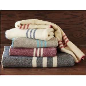  Striped Wool Blanket (Natural w/ Indigo)