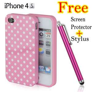   Polka Dots Silicone TPU Skin Cover Case for iPhone 4 4G 4th 4S  