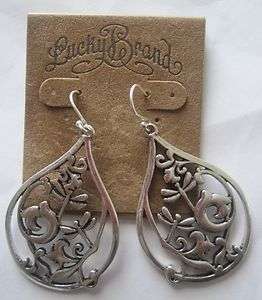 LUCKY BRAND SILVER OPENWORK EARS FLORAL EARRINGS NWT  